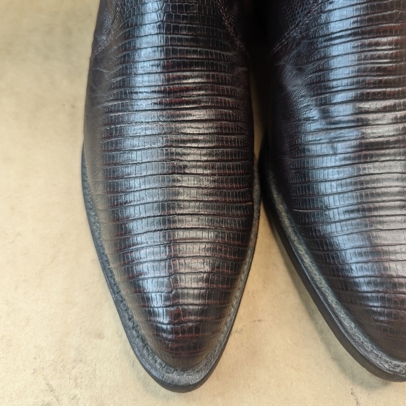 Tony Lama boots men's size 7.5D Exotic Genuine Black Cherry Teju Lizard Classic - Picture 4 of 12